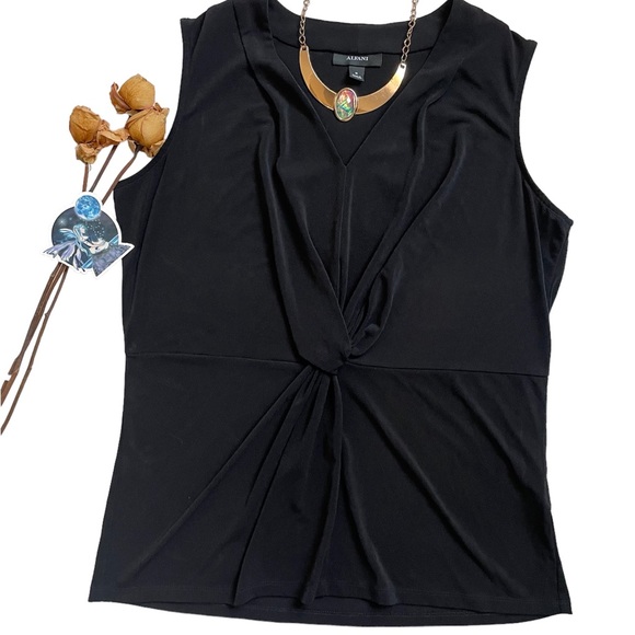 Alfani casual black front knot sleeveless v-neck blouse - Picture 3 of 10